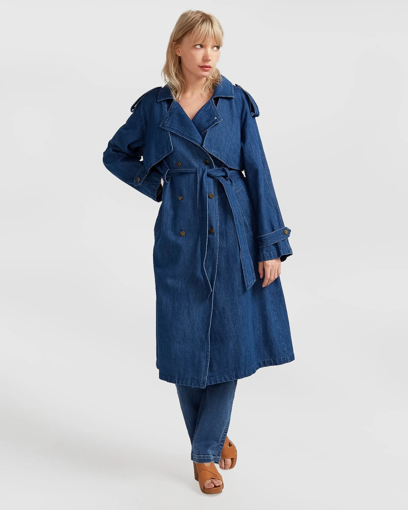 Wild Skies Denim Trench - Mittelblaue Denim